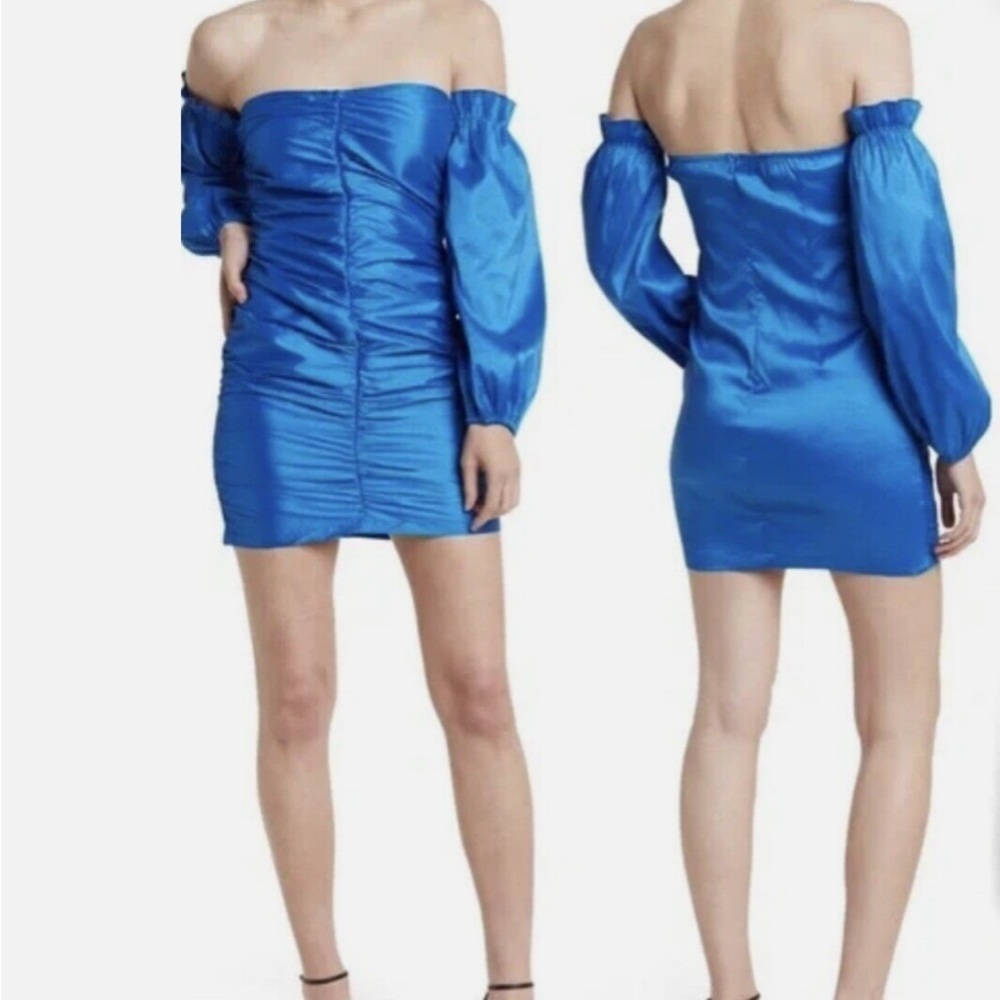 New Area Stars Royal Blue Off-Shoulder MINI Dress NWT